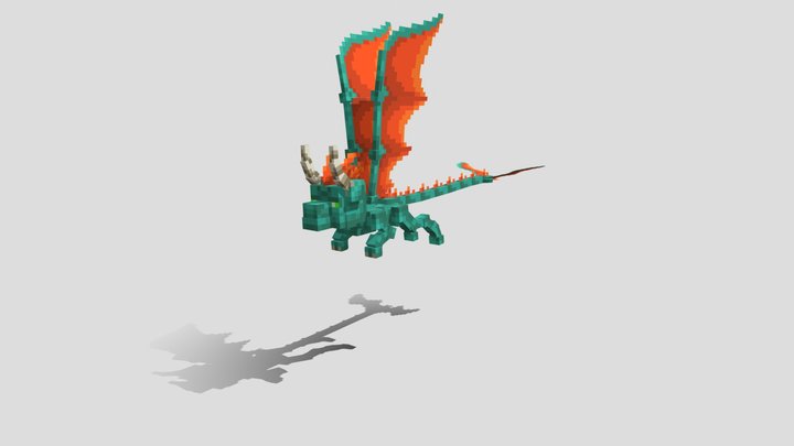 3D model Minecraft Ender Dragon Rigged VR / AR / low-poly