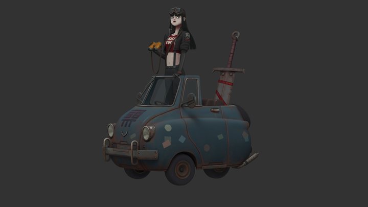 Post Apo girl 4 (gray background) 3D Model