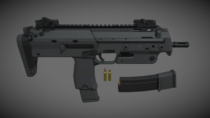 low-poly HK MP7 A1 3D Model