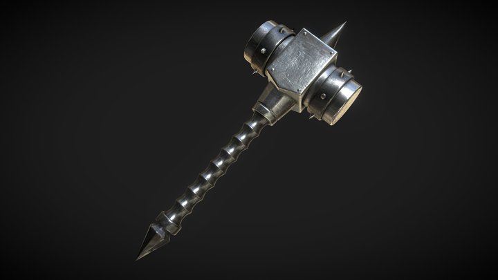 The Mighty Mallet - Steel Warhammer - Weapon 3D Model