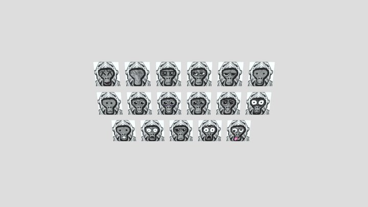 More gorilla tag face textures for you game 3D Model