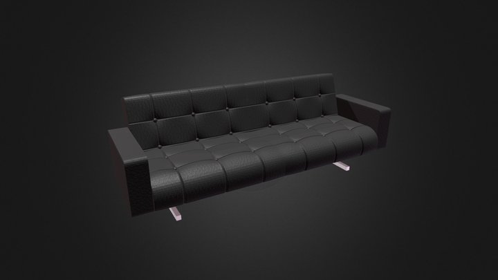 Black Leather Sofa 3D Model
