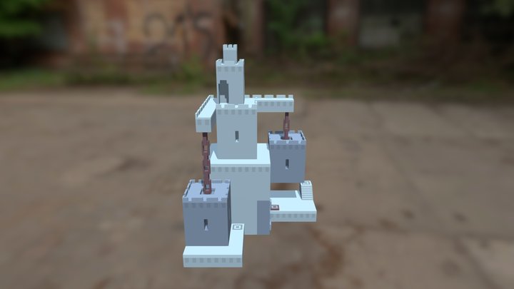 Voxel Castle 3D Model