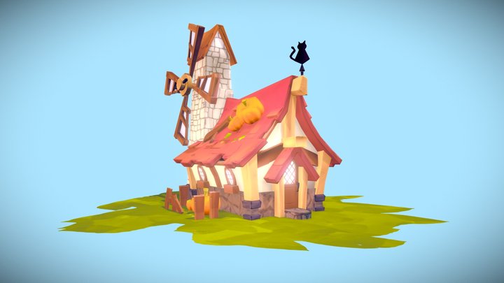 Stylized Pumpkin House 3D Model