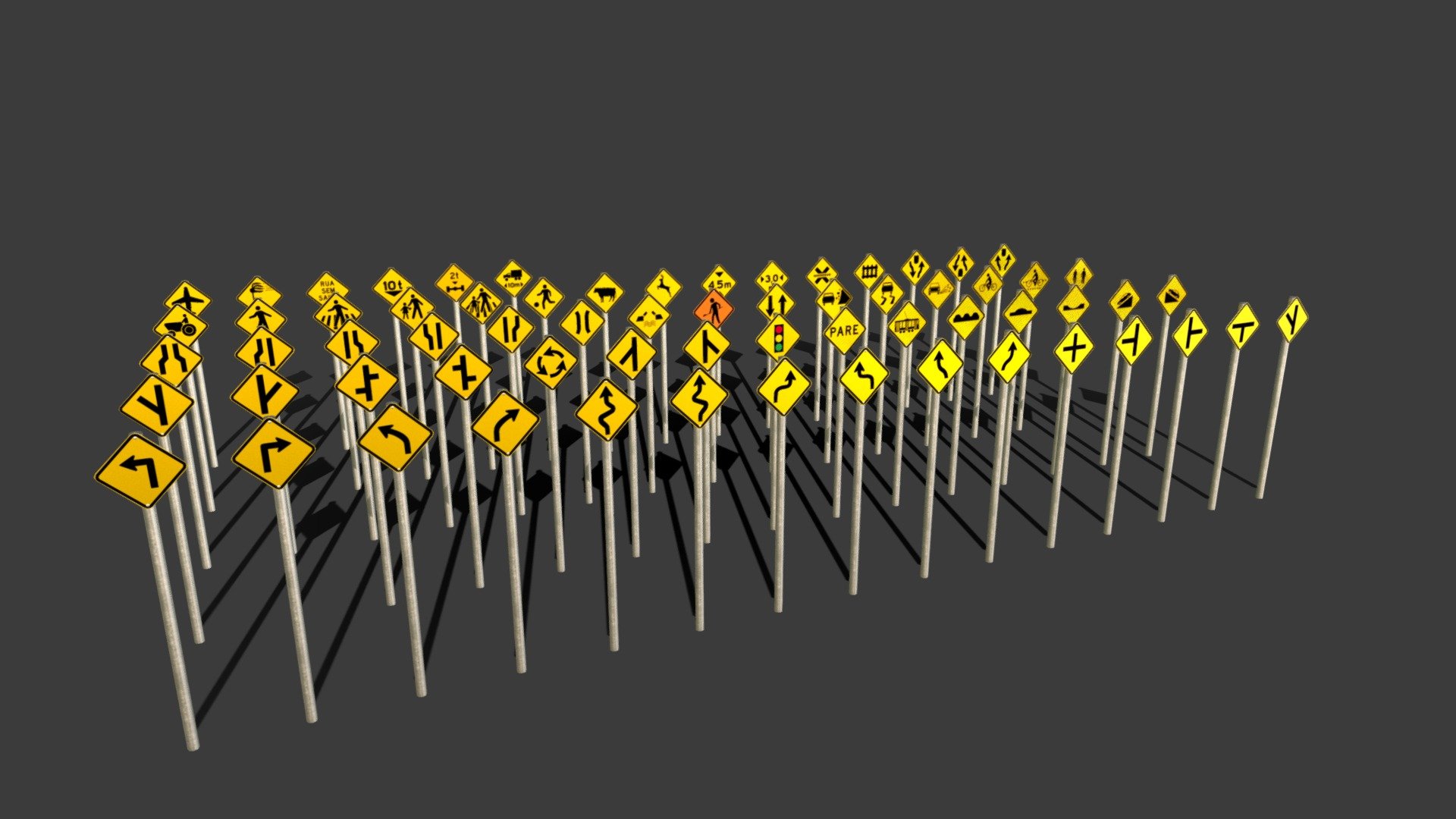 Road Warning Signs - Buy Royalty Free 3D Model By LucasPresoto [4727a33 ...