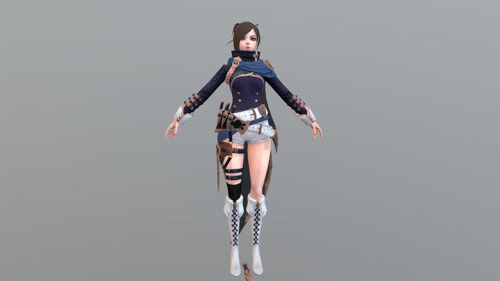 Beautiful Game Female Character 3D Model