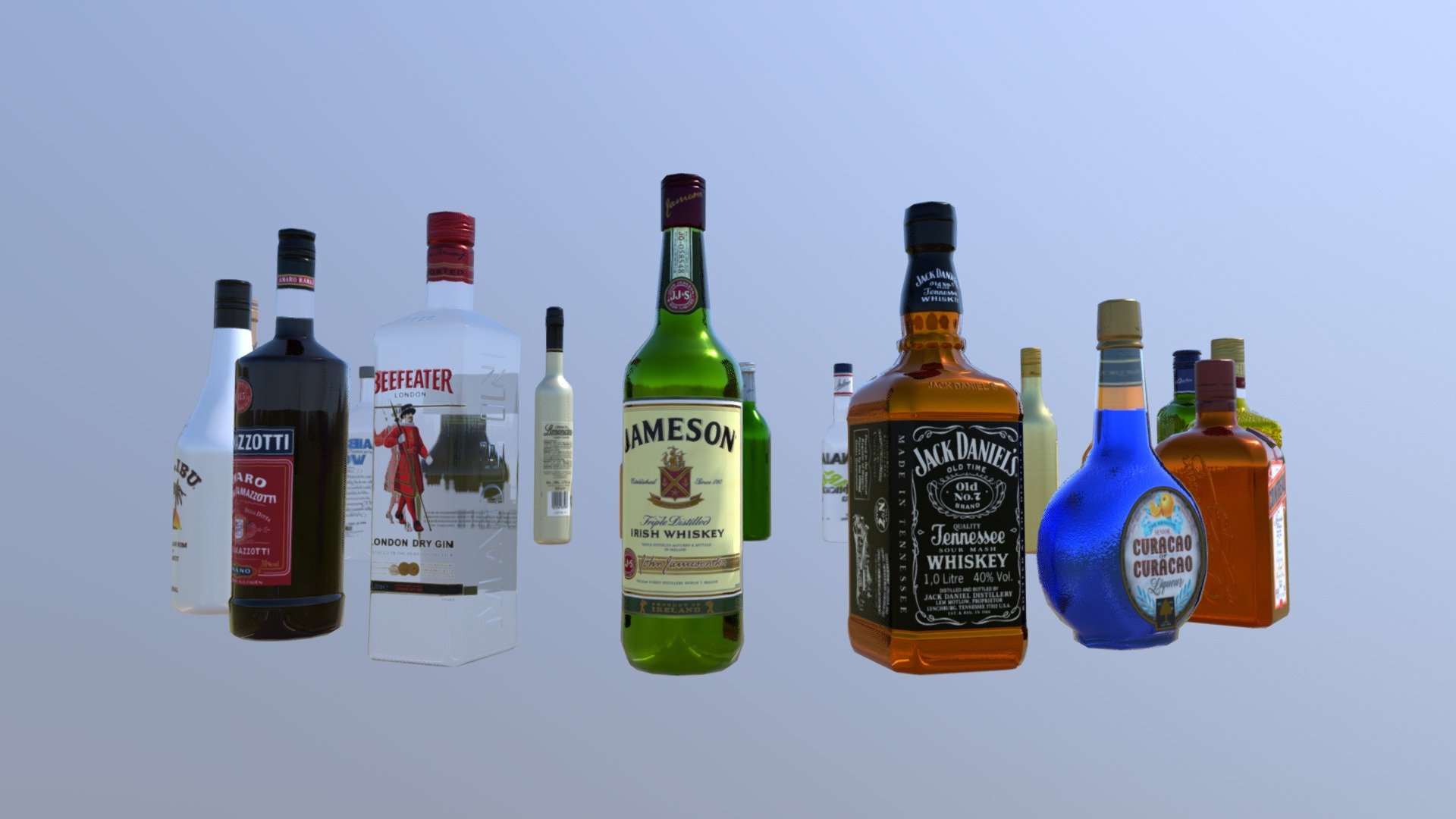 20 Liquor bottles Download Free 3D model by Yannick