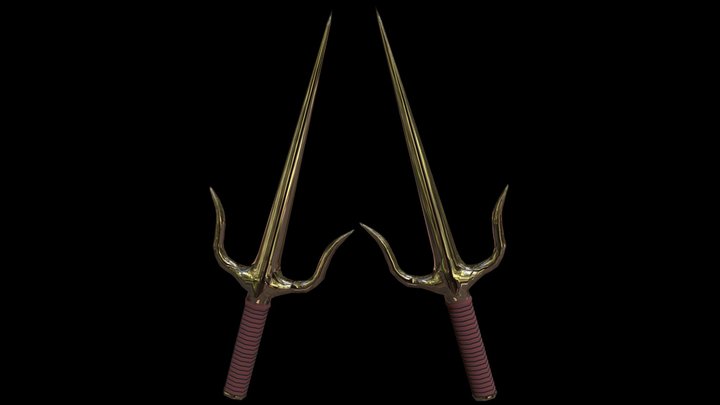 Sai Ninja Weapon 3D Model