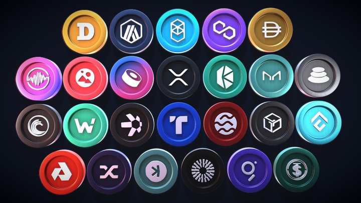 25 Realistic 3D Cryptos Pack 4/4 3D Model