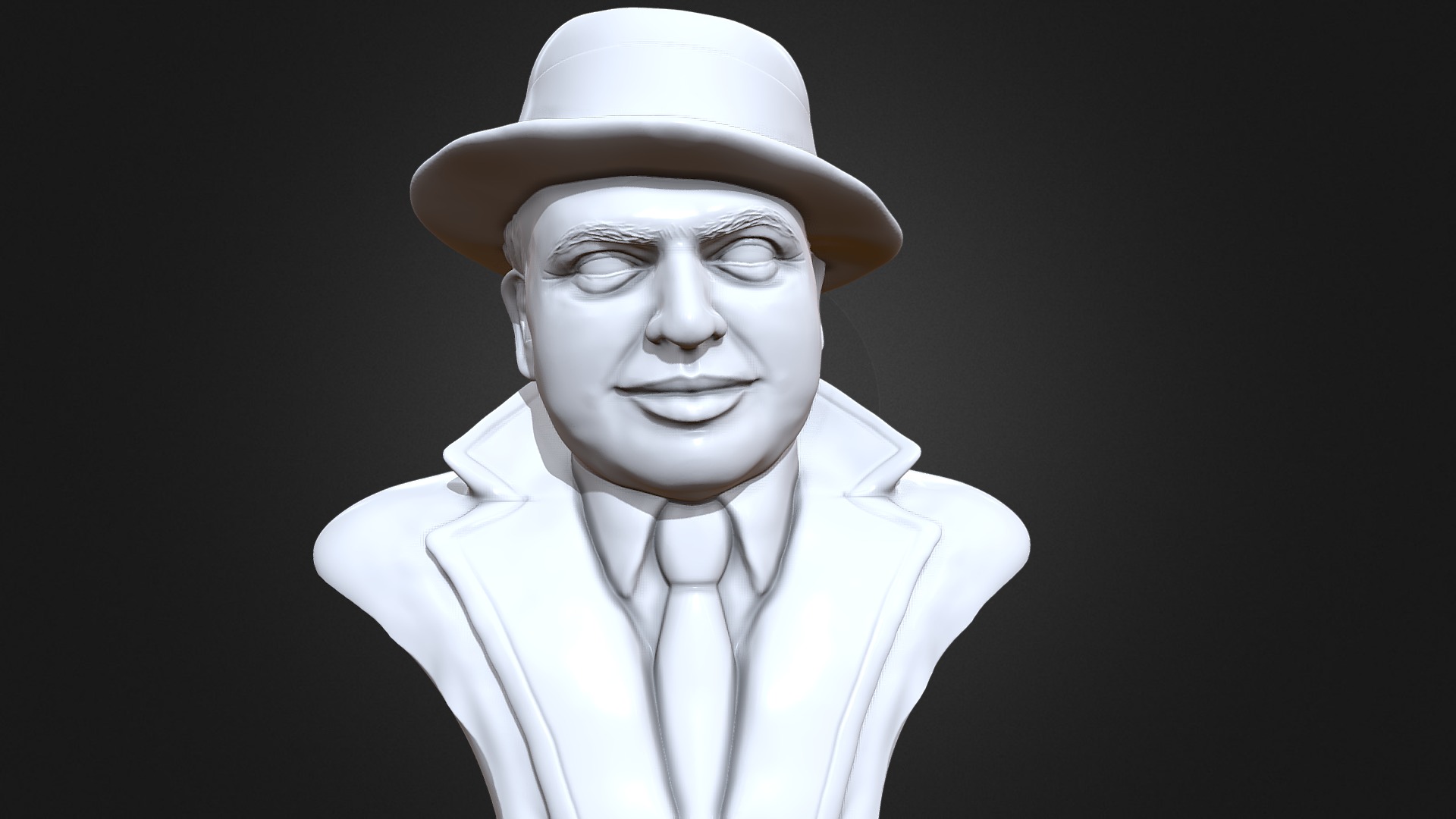 3D model Al Capone 3D printable portrait sculpture - This is a 3D model of the Al Capone 3D printable portrait sculpture. The 3D model is about a statue of a person.