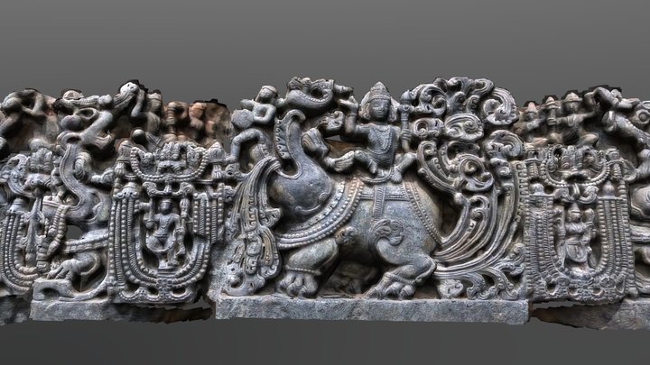Hoysaleshwara temple Wall, Makara -  Belur 3D Model
