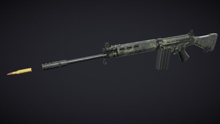 Rhodesian FN FAL (game ready) 3D Model