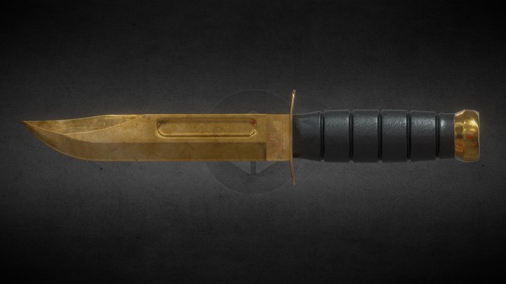 LowPoly Gold Knife 3D Model