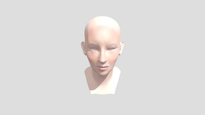 Low Poly Female Face 3D Model