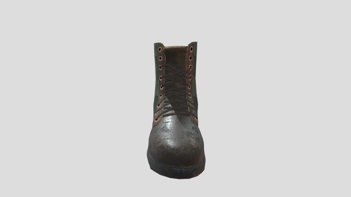 Low Poly Jungle Combat Boot 3D Model