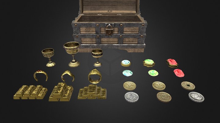 Chest and Treasures KIT (game ready asset) 3D Model
