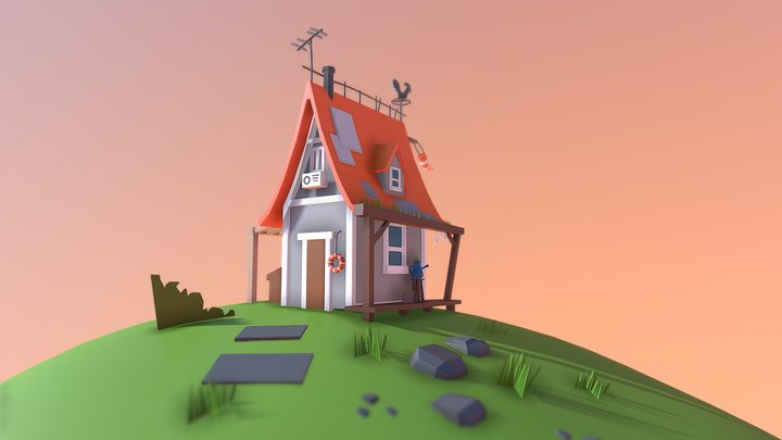 House. Lowpoly 3D Model