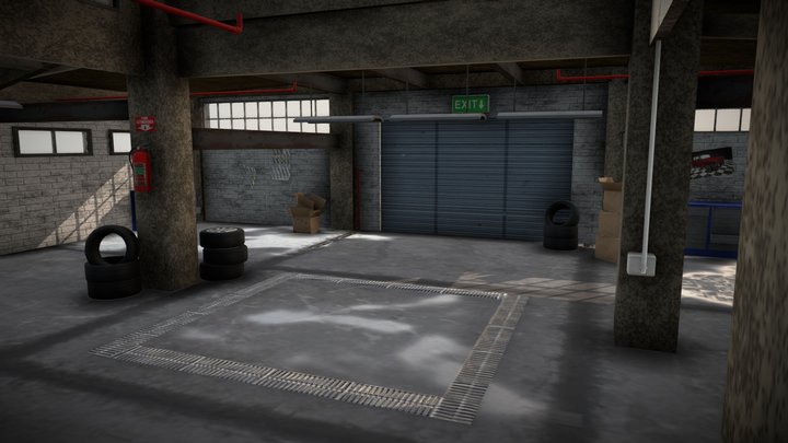 Low Poly Garage 3D Model