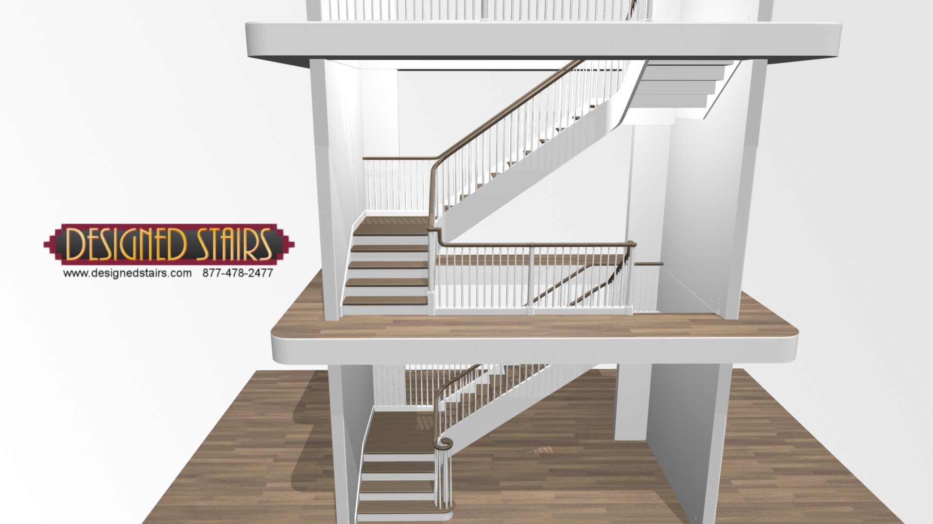 51366 stairs with curved corners and volute 3D model by
