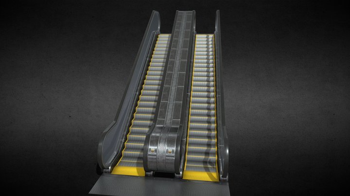 Cyberpunk, Scifi | Dual Up and Down Escalator 3D Model