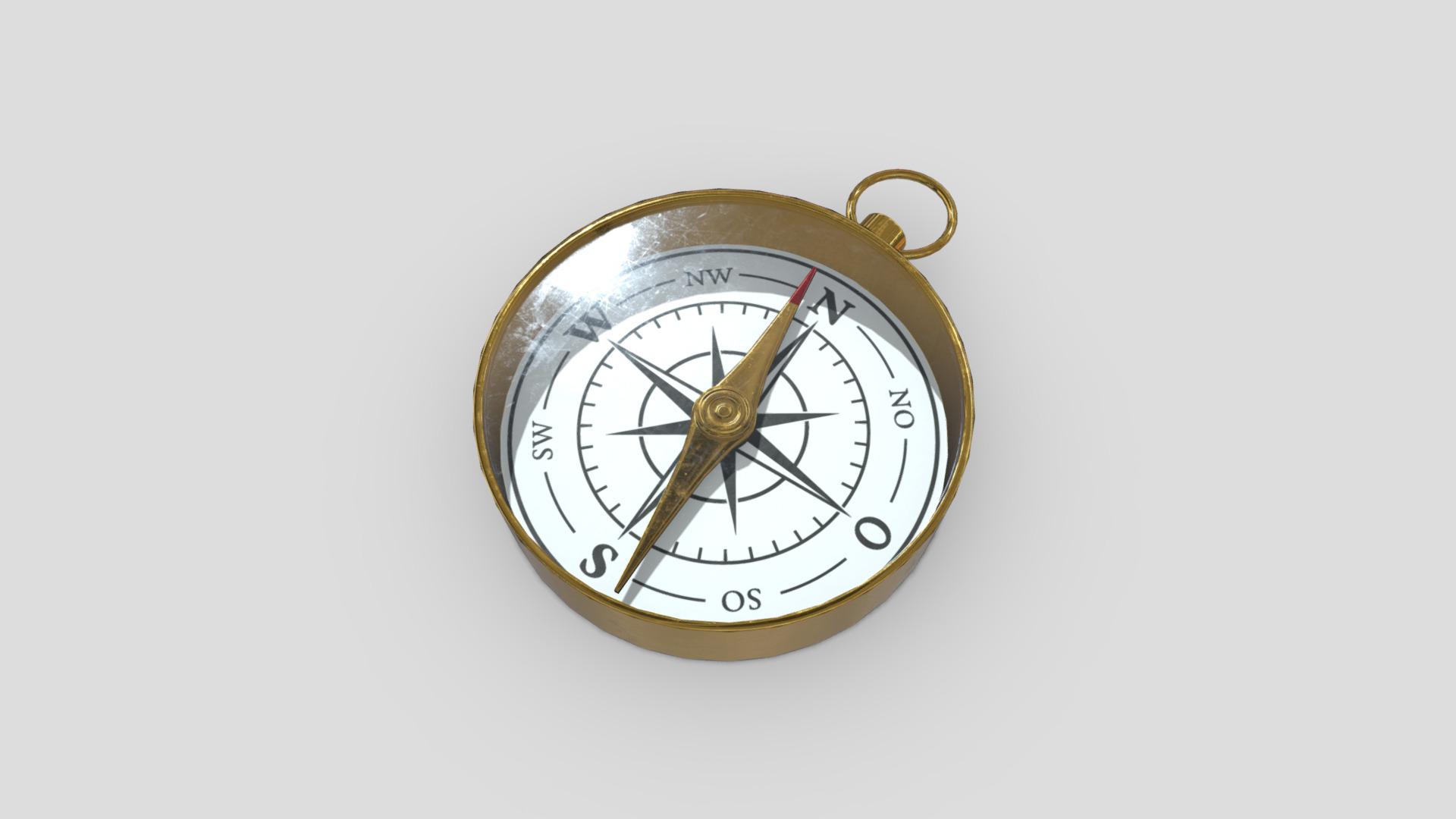 3D model Compass - This is a 3D model of the Compass. The 3D model is about a compass with a gold band.