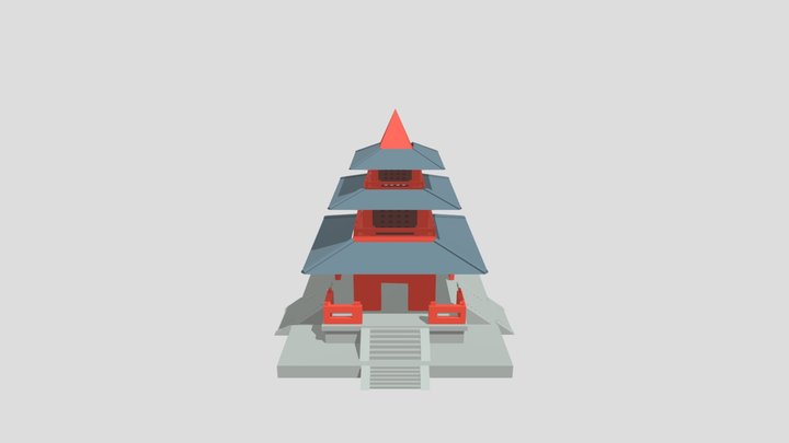 Stylized Japanese Pagoda Temple