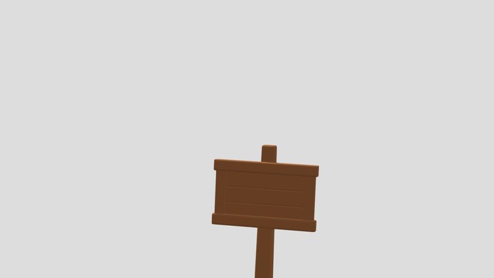 Low Poly Sign Board | Stylized Wooden Sign 3D Model