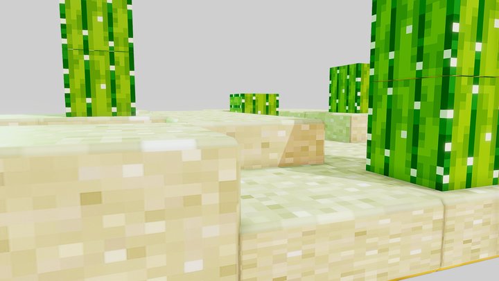 Minecraft Scene: Desert Cactus Field 3D Model