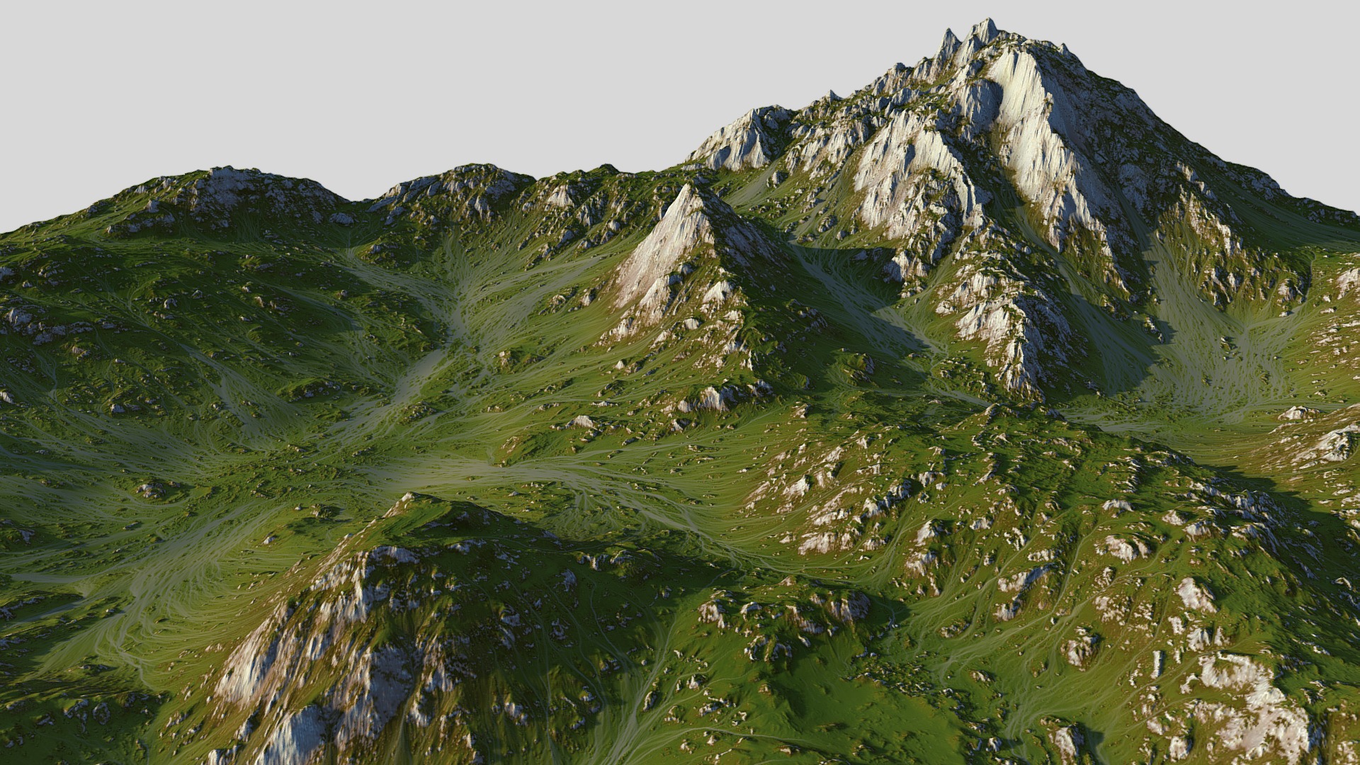 3D model Grass Map Mountains (World Machine) - This is a 3D model of the Grass Map Mountains (World Machine). The 3D model is about a mountain with snow.