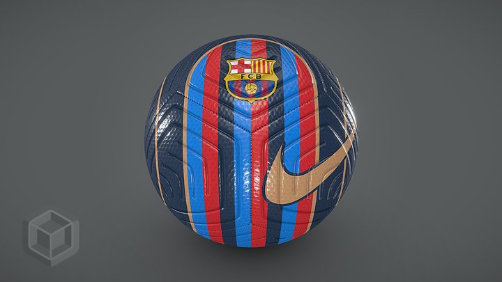 Mid Poly Soccer Ball FC Barcelona Nike Strike 3D Model