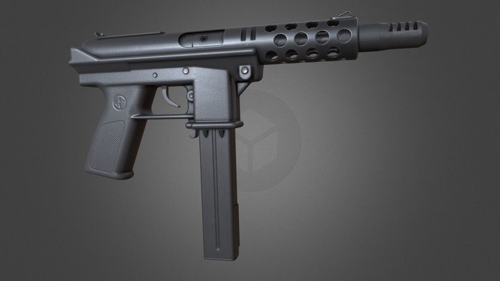 TEC-9 Semi-Automatic Pistol 3D Model