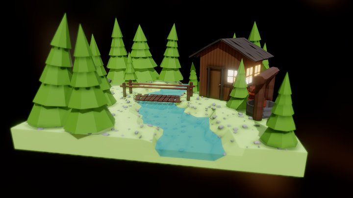 Hut in the Woods 3D Model