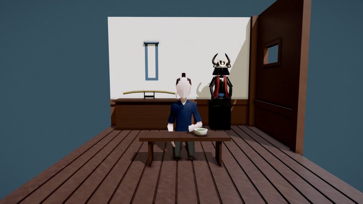 LowPoly Samurai Room 3D Model