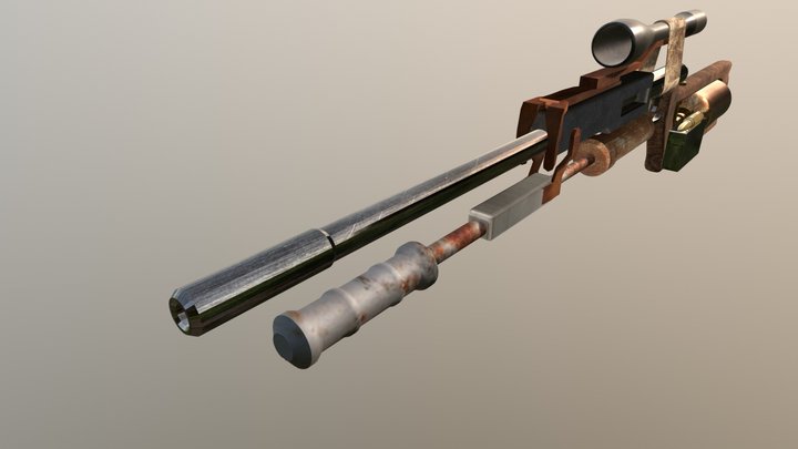 Post-Apo Sniper Rifle (Animation) 3D Model