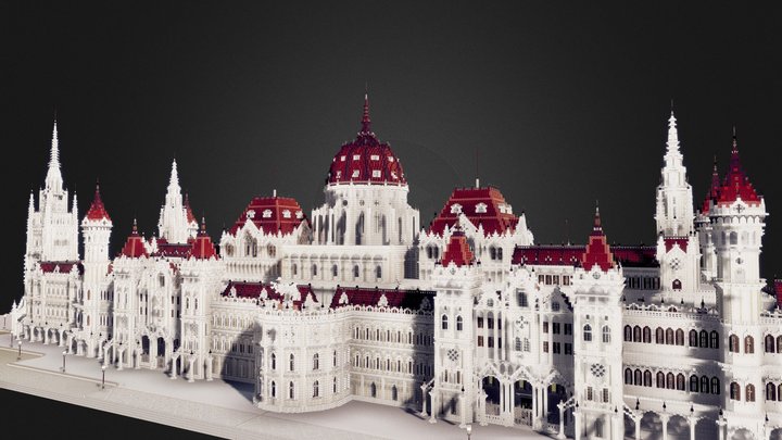 Voxel Minecraft Parliament Building 3D Model