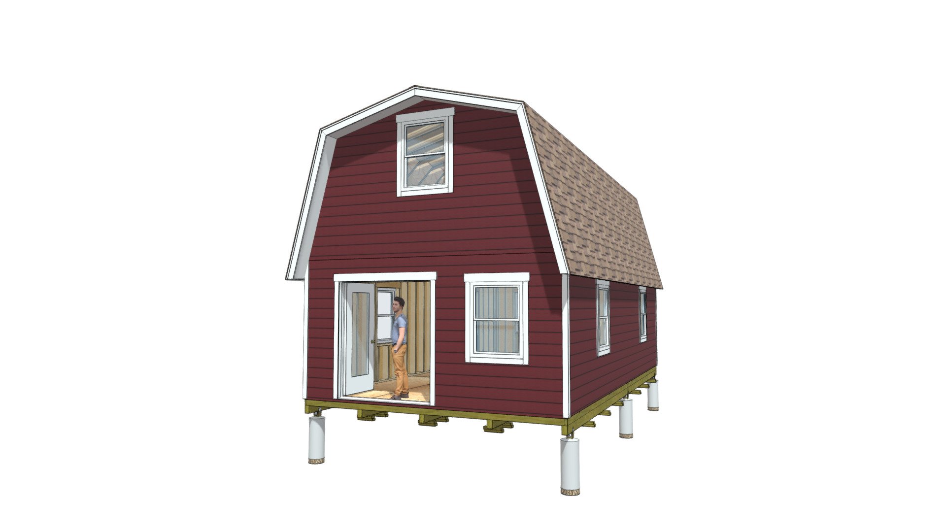 16x30 Barn Shed Plans - 3D model by shedking [4779d86] - Sketchfab