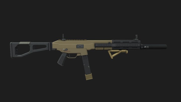 UMP-45 with Customized mods 3D Model