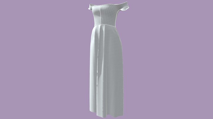 Simple Off Shoulder Dress (Victorian-Inspired) 3D Model