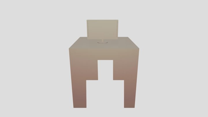 Computer with table 3D Model