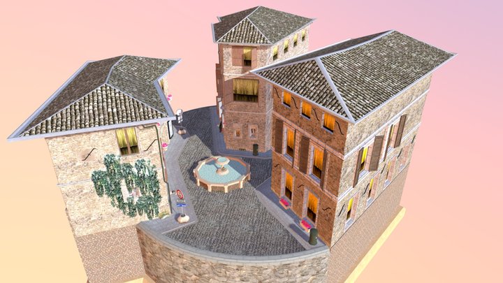 City Scene Assisi DAE 3D Low Poly 3D Model