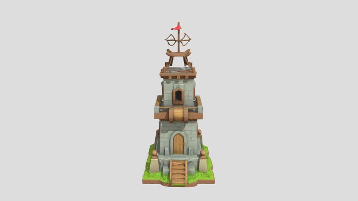 Low polly defence tower 3D Model