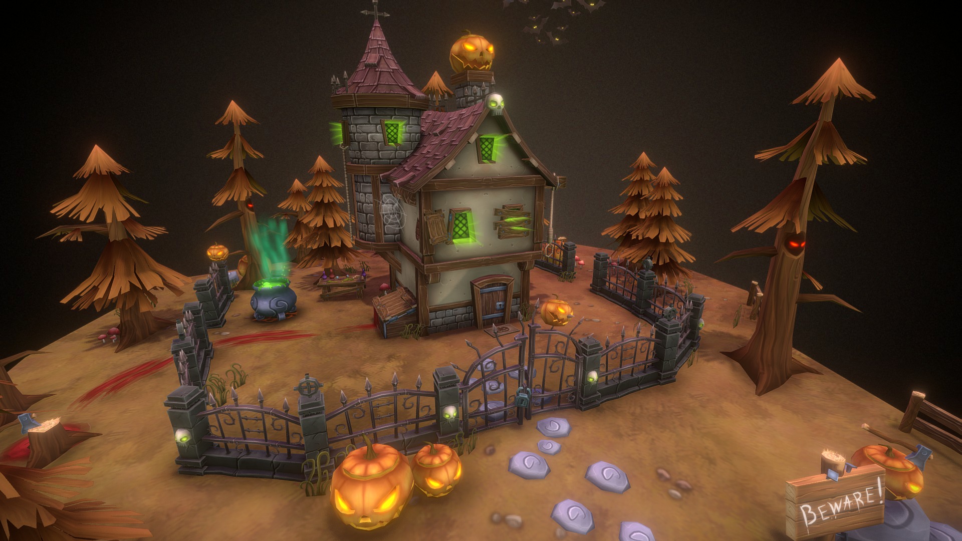 3D model Halloween Mystical Place - This is a 3D model of the Halloween Mystical Place. The 3D model is about a screenshot of a video game.