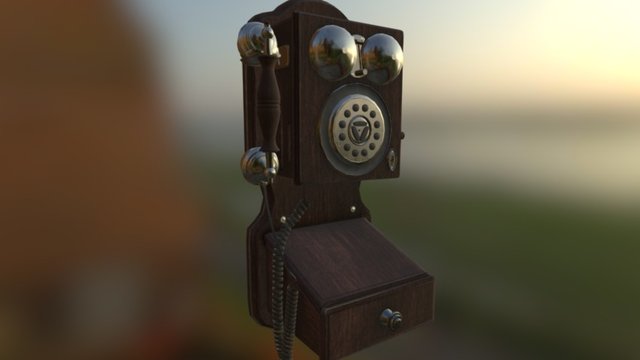 Old Wall Mounted Telephone 3D Model