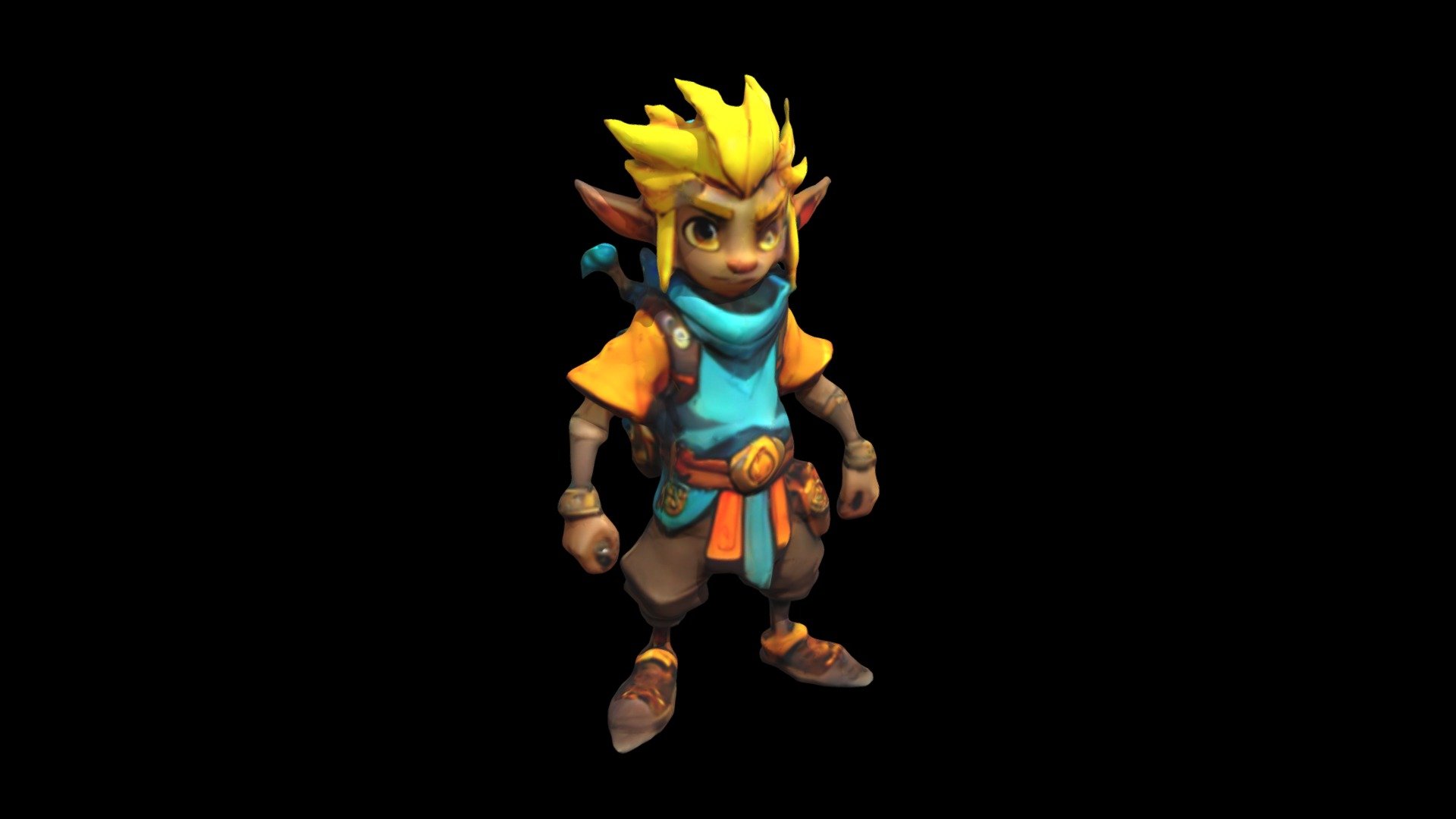 a cartoon character with yellow hair and a ba - Download Free 3D model ...