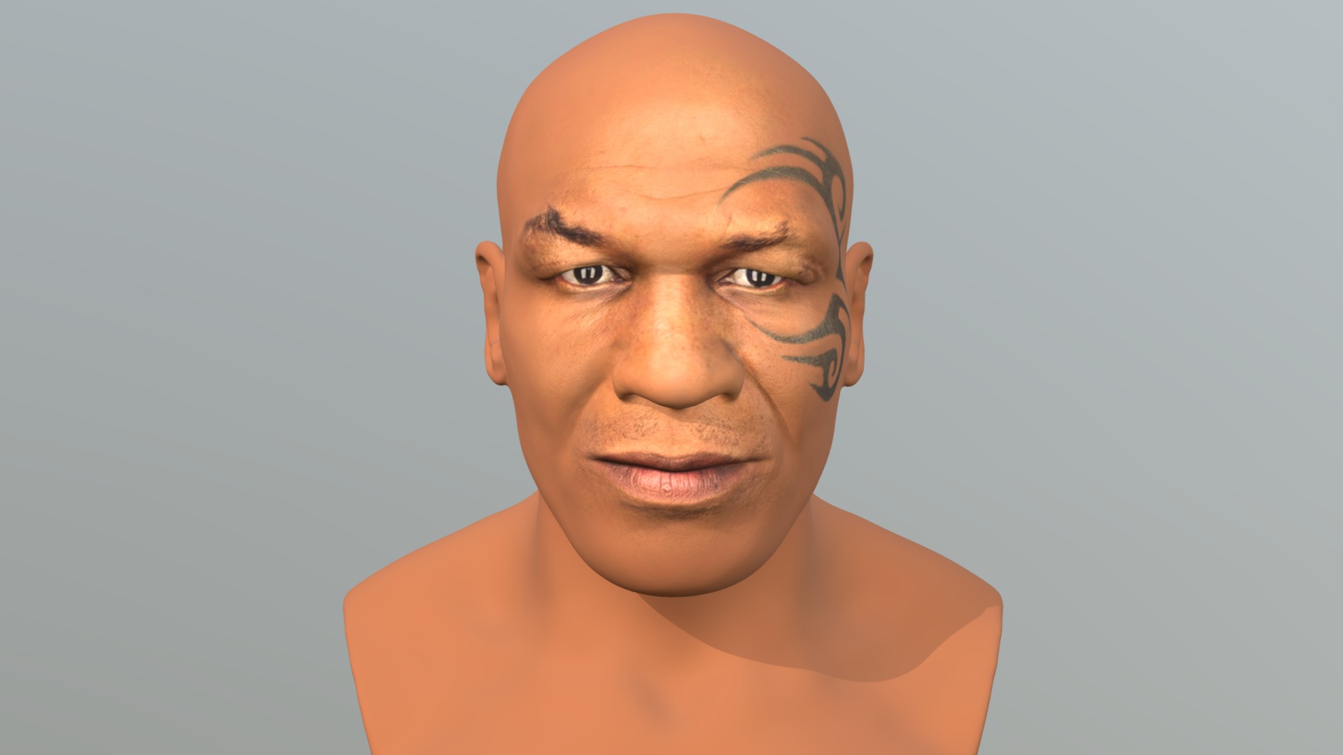3D model Mike Tyson bust for full color 3D printing - This is a 3D model of the Mike Tyson bust for full color 3D printing. The 3D model is about a man with a large forehead.