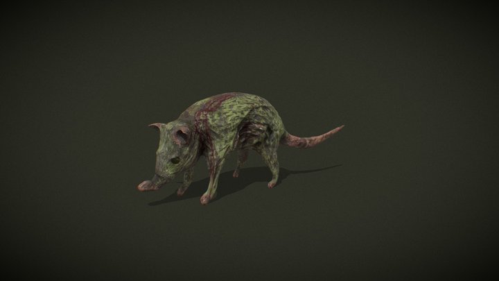 Zombie Rat for Videogame (Necrozone) 3D Model