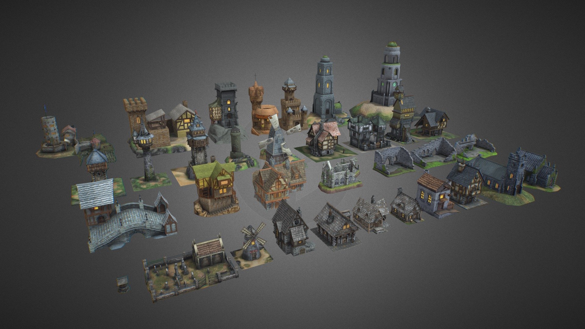 Medieval Fantasy Buildings Pack 01 - Buy Royalty Free 3D model by CG Duck (@cg_duck