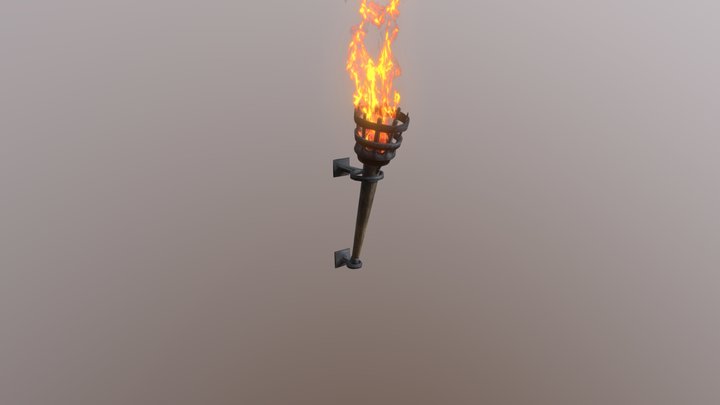 Torch lowpoly with flame 3D Model