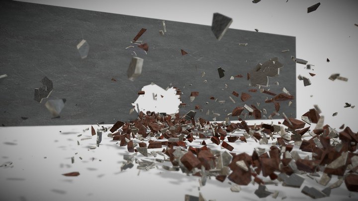 Bomb Crack Brick Wall 01 Below Strong 3D Model