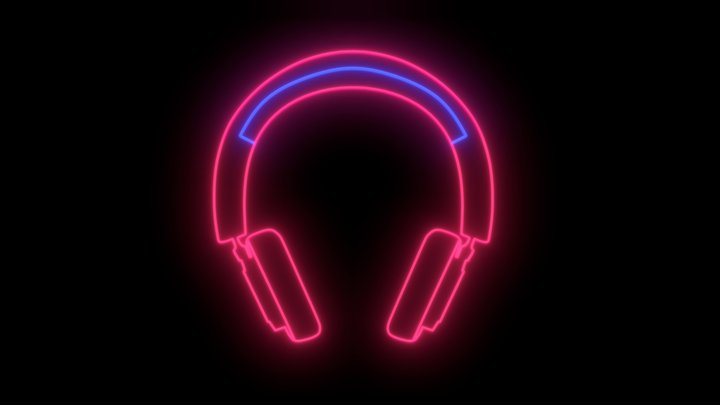 Headphone Neon Sign - Headset 3D Model